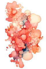 cluster of coral and peach bubbles, watercolor paint abstract border frame for design layout, isolated on a transparent background, generative ai