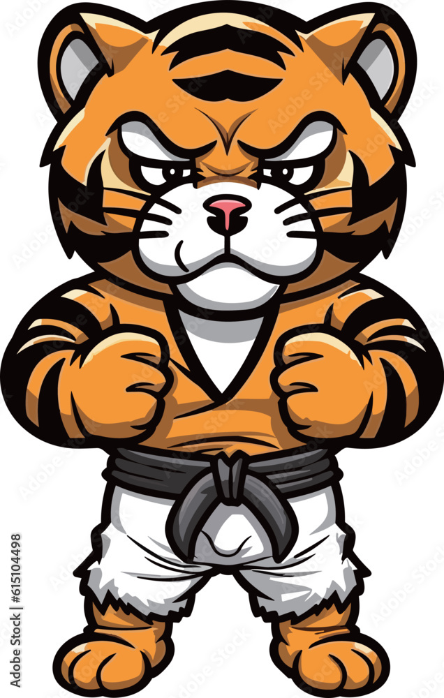 Wall mural Kung Fu athlete tiger mascot vector illustration