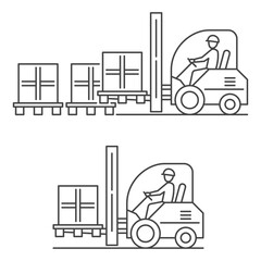 Forklift warehouse pallet loader in thin line