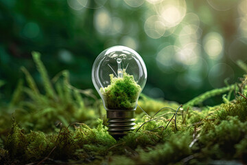 Small enviroment in a lightbulb, clima change, world, generative ai