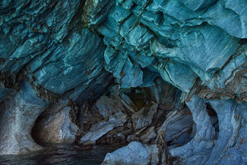 Majestic landscapes in Marble Caves in Chilean Patagonia