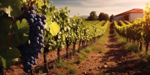 Fototapeta na wymiar AI Generated. AI Generative. Photo illustration of wine grape vineyard winery plant field nature outdoor field. Graphic Art
