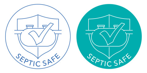 Septic safe product label with tank and shield