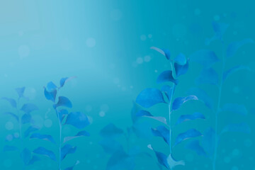 Abstract blue plant background. Soft focus