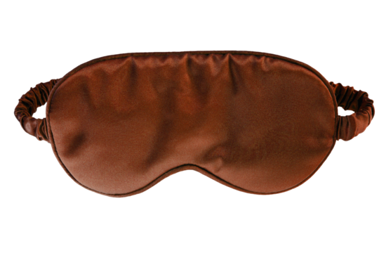 Shiny brown silk sleep mask to block out all light isolated png file