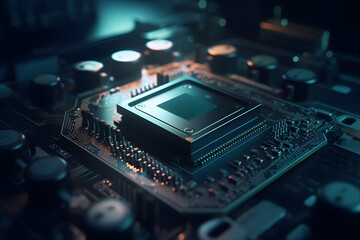Fototapeta na wymiar The Intricate World of Advanced Computer Chip Technology, background. Generative AI