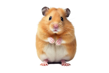 A standing cute little hamster with golden fur, isolated (Generative AI) - obrazy, fototapety, plakaty