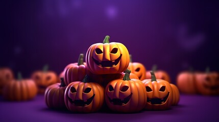 a purple background with pumpkins jack'o lantern