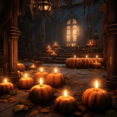 halloween pumpkins with candles
