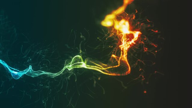 3d Glowing Distorted Light String/ 4k animation of an abstract 3d glowing light filament slowly snaking on a distorted path with ambient occlusion and depth of field