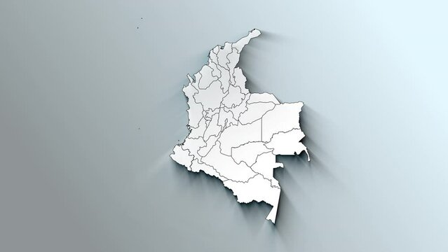 Modern White Map of Colombia with Departments