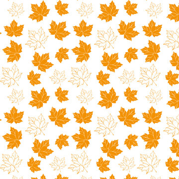 seamless painted pattern with autumn leaves