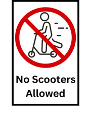 No Scooter Allowed Sign. Vector Illustrated