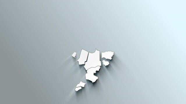 Modern White Map of Chad with Regions