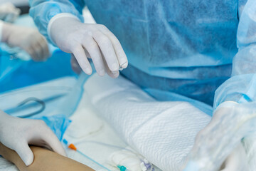 Clean professional equipment. Medical sterile surgery hands.