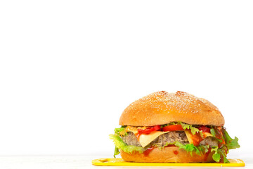 Fresh tasty burger isolated on white background