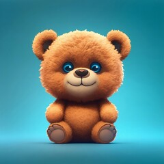 Cute tiny hyperrealistic,happy bear Bernard, adorable and fluffy, logo design, cartoon, cinematic lighting effect, charming, 3D vector art