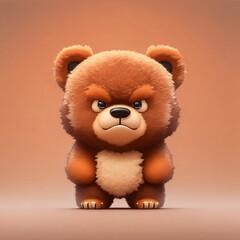 cute tiny hyperrealistic,angry bear Bernard, adorable and fluffy, logo design, cartoon, cinematic lighting effect, charming, 3D vector art
