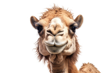 Portrait of an adult camel, head, isolated (Generative AI)