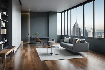 3D mockup of canvas frame with a frame in a modern home, living room, bedroom interior background, showcasing a room in light pastel colors, Created using AI