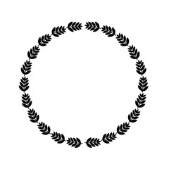 Black Leaves round frame icon isolated on white background. Vector illustration