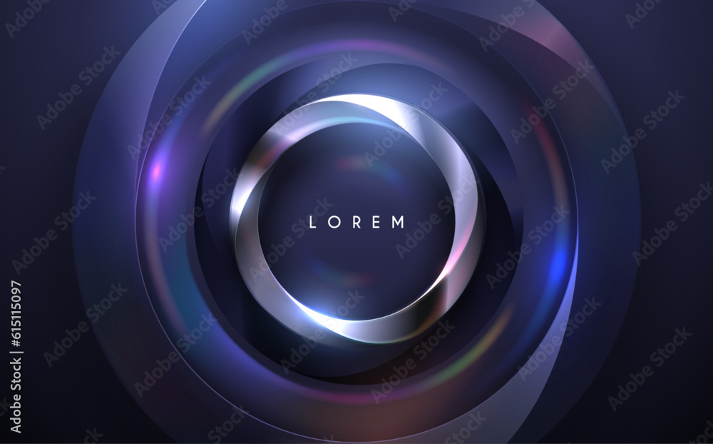 Canvas Prints abstract metal circle background with neon light effect