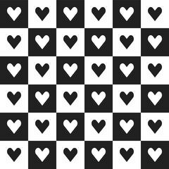 Black heart pattern. Heart vector pattern. Heart pattern.  Seamless geometric pattern for clothing, wrapping paper, backdrop, background, gift card, decorating.