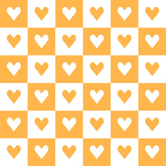 Orange heart pattern. Heart vector pattern. Heart pattern.  Seamless geometric pattern for clothing, wrapping paper, backdrop, background, gift card, decorating.