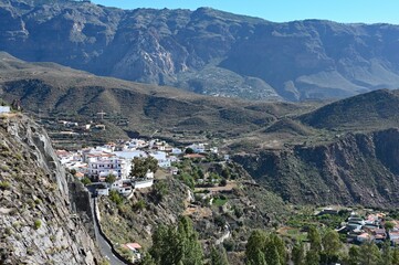 View of a canarian village in the mountains