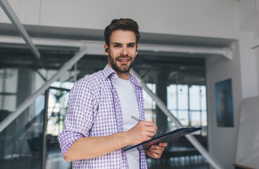 Millennial caucasian business man work in office