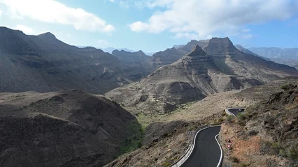 Papier Peint photo autocollant Atlantic Ocean Road Desert mountains in Gran Canaria island