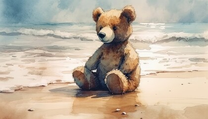 teddy bear on the beach