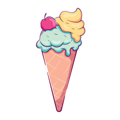 One doodle bed mint ice cream in waffle cone