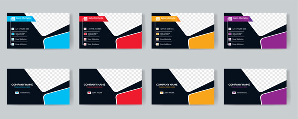 Set of modern creative corporate  business card print templates. Personal visiting card with company logo. Vector illustration. Stationery design