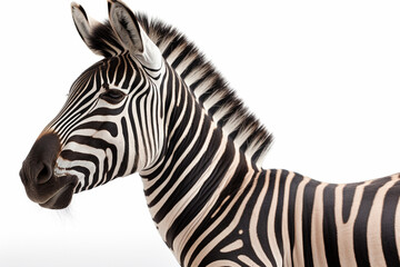 Fototapeta na wymiar Generative AI. a zebra on a white background
