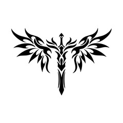 Illustration vector graphic of tribal art design sword wings for tatto