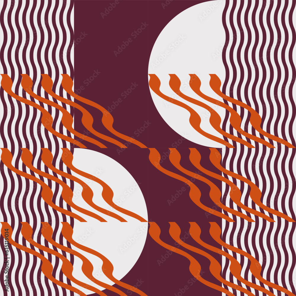 Fototapete modern abstract geometric vector seamless pattern with simple elements and shapes like circle, squar