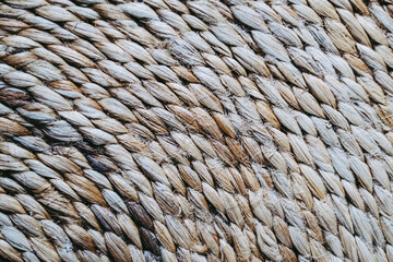 Arrière plan texturé - Macro sur un tapis en jute fibre naturelle