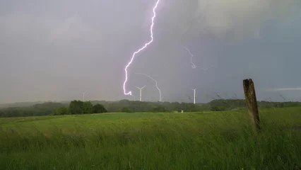 Fotobehang Lightning strikes the windmill © Martin