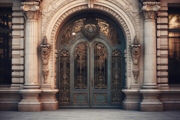 Fototapeta na wymiar Vintage forged entrance with arch. Generative AI