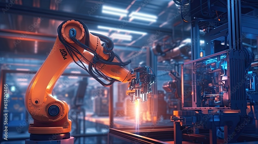 Poster intelligent robotic system for warehouses and factories with digital technology innovation industria