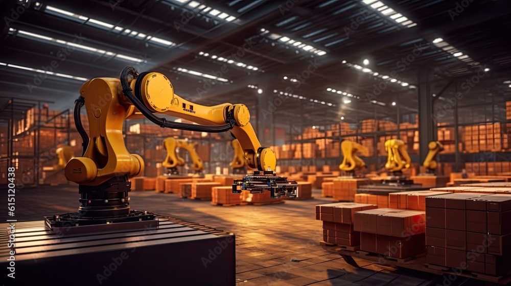Aufkleber intelligent robotic system for warehouses and factories with digital technology innovation industria