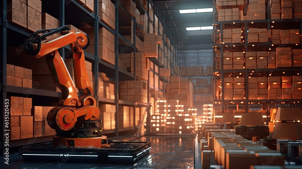 Aufkleber intelligent robotic system for warehouses and factories with digital technology innovation industria