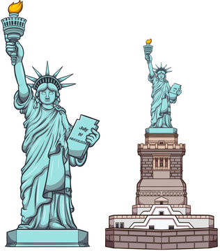 Statue Of Liberty. Vector clip art illustration with simple gradients.