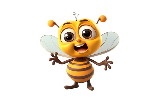 Happy Honey Bee Cartoon: Transparent Isolated Character, AI