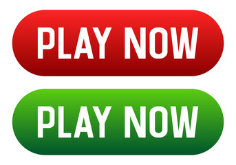 Green and red Play Now buttons.  Vector clipart isolated on white background.