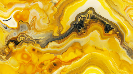 Background marble agate pattern in summer yellow swirls of warm colors  - obrazy, fototapety, plakaty