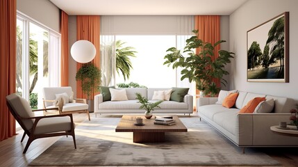 Fototapeta na wymiar Beautifully designed home interior, living room, AI Generative tool.