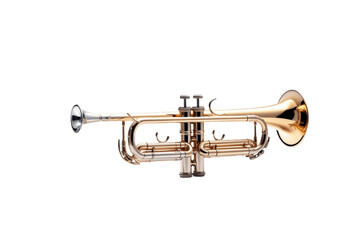 Obraz na płótnie Canvas Brass Trumpet Transparent Isolated Musical Instrument, AI