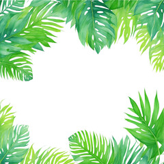 Naklejka na ściany i meble A frame of tropical leaves. AI generative illustration